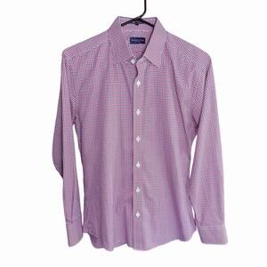 Proper Cloth Button Up Shirt Men's Blue Red Check 15.5/32 Career Preppy Cotton